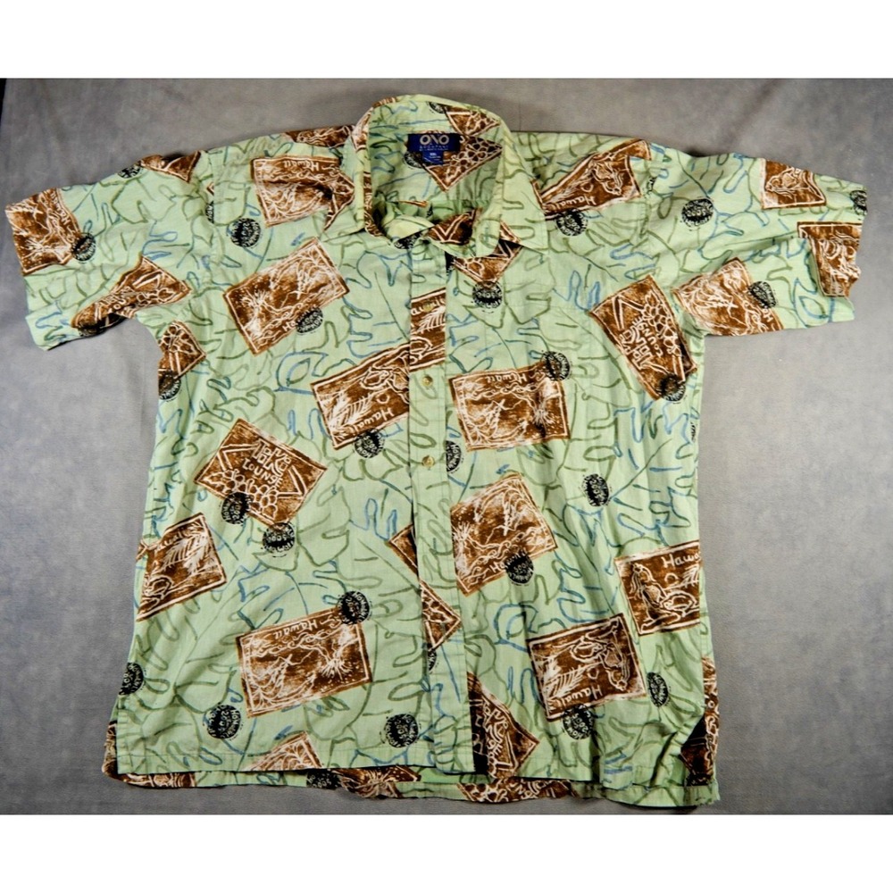 ONO & COMPANY Tropical Aloha Hawaiian Tiki Lounge Short Sleeve Shirt Men XXL